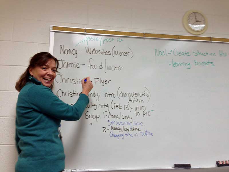 Northumberland Elementary School teacher, Cindy English prepares for an
upcoming Professional Learning Community (PLC) meeting
