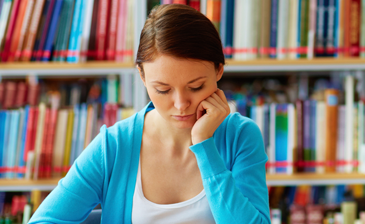 A woman studying